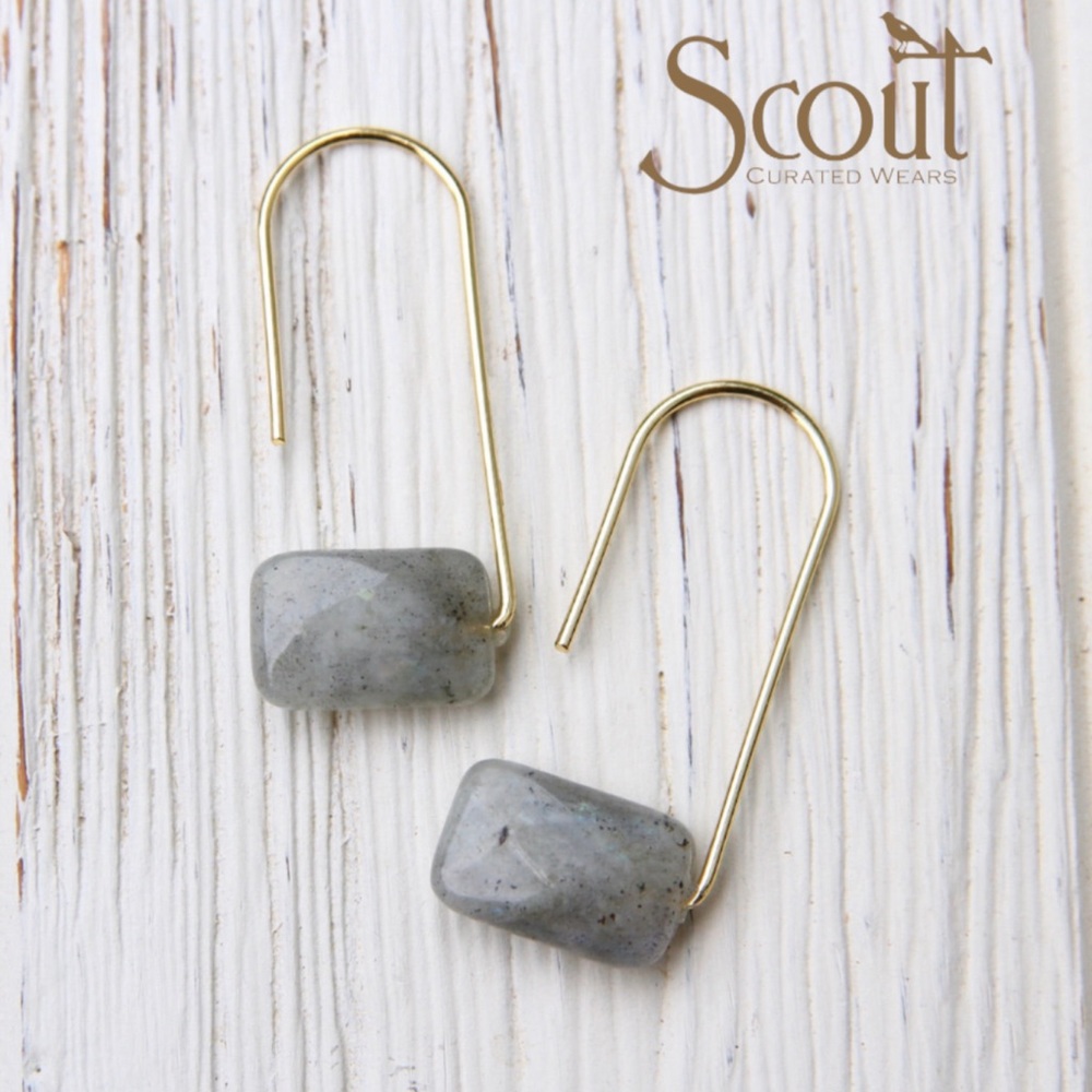 Scout Floating Stone Earrings- Labradorite/Gold
